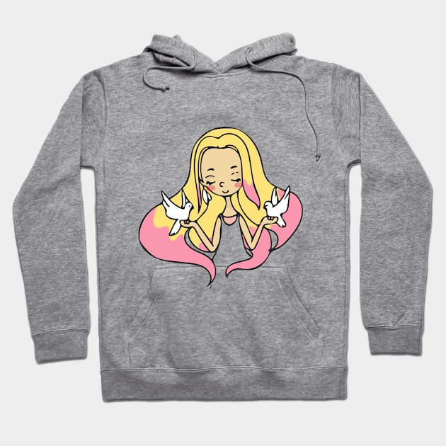 girl with birds Hoodie by PicMar